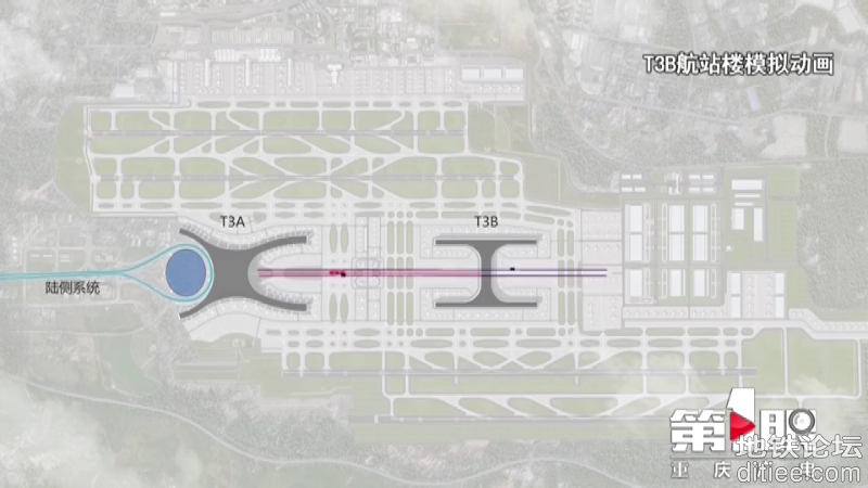 跨座式单轨连接江北机场T3A和T3B