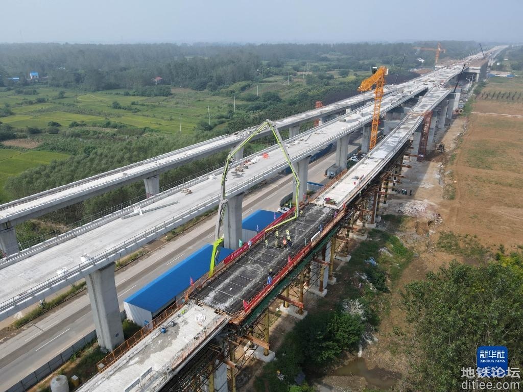 滁州滁宁城际铁路一期桥梁工程全部浇筑完成