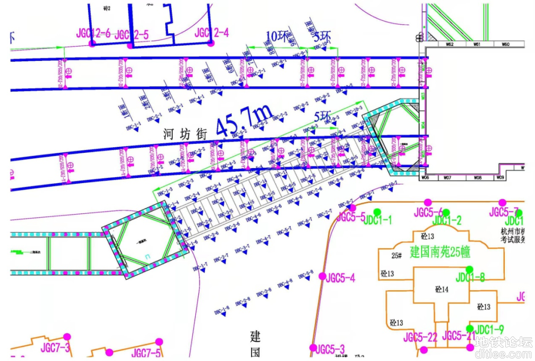 杭州地铁7号线SG7-1标江城路站 E出入口矩形顶管顺利接收