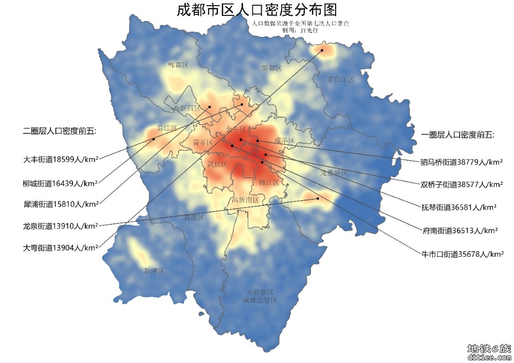 成都地铁线路分布与人口密度大致相适应