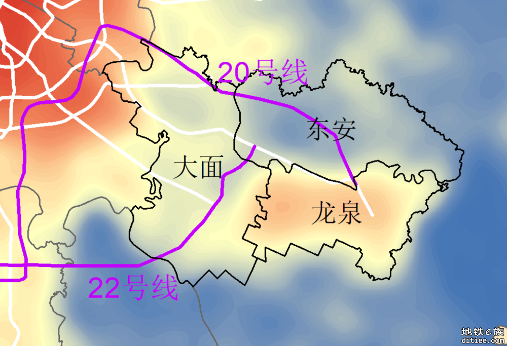 成都地铁线路分布与人口密度大致相适应