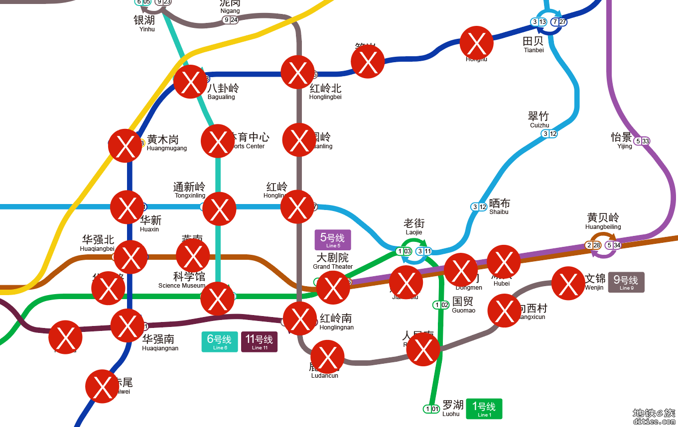 罗湖区、福田区部分地铁车站将暂停运营服务