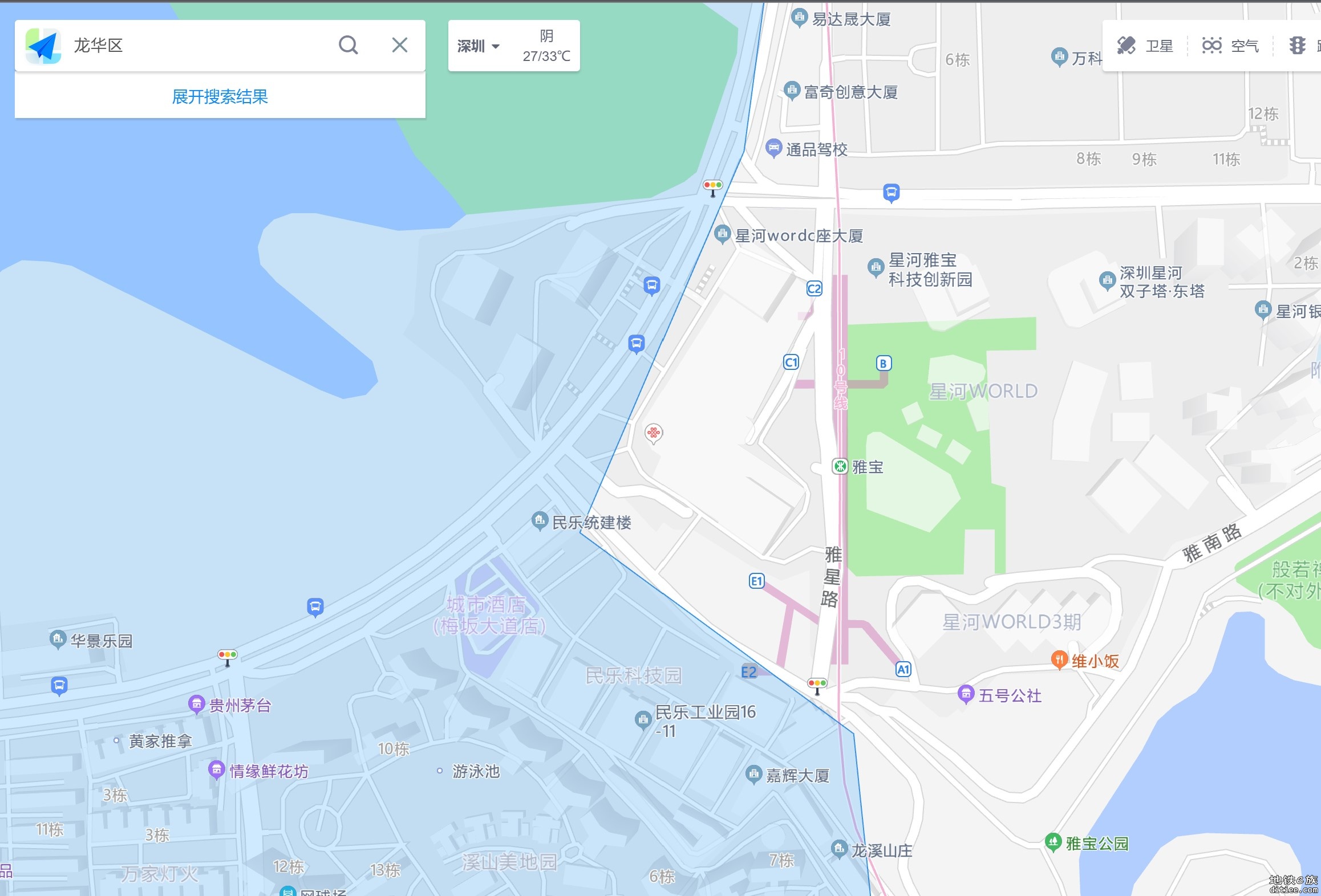 高德地图龙华区搜索