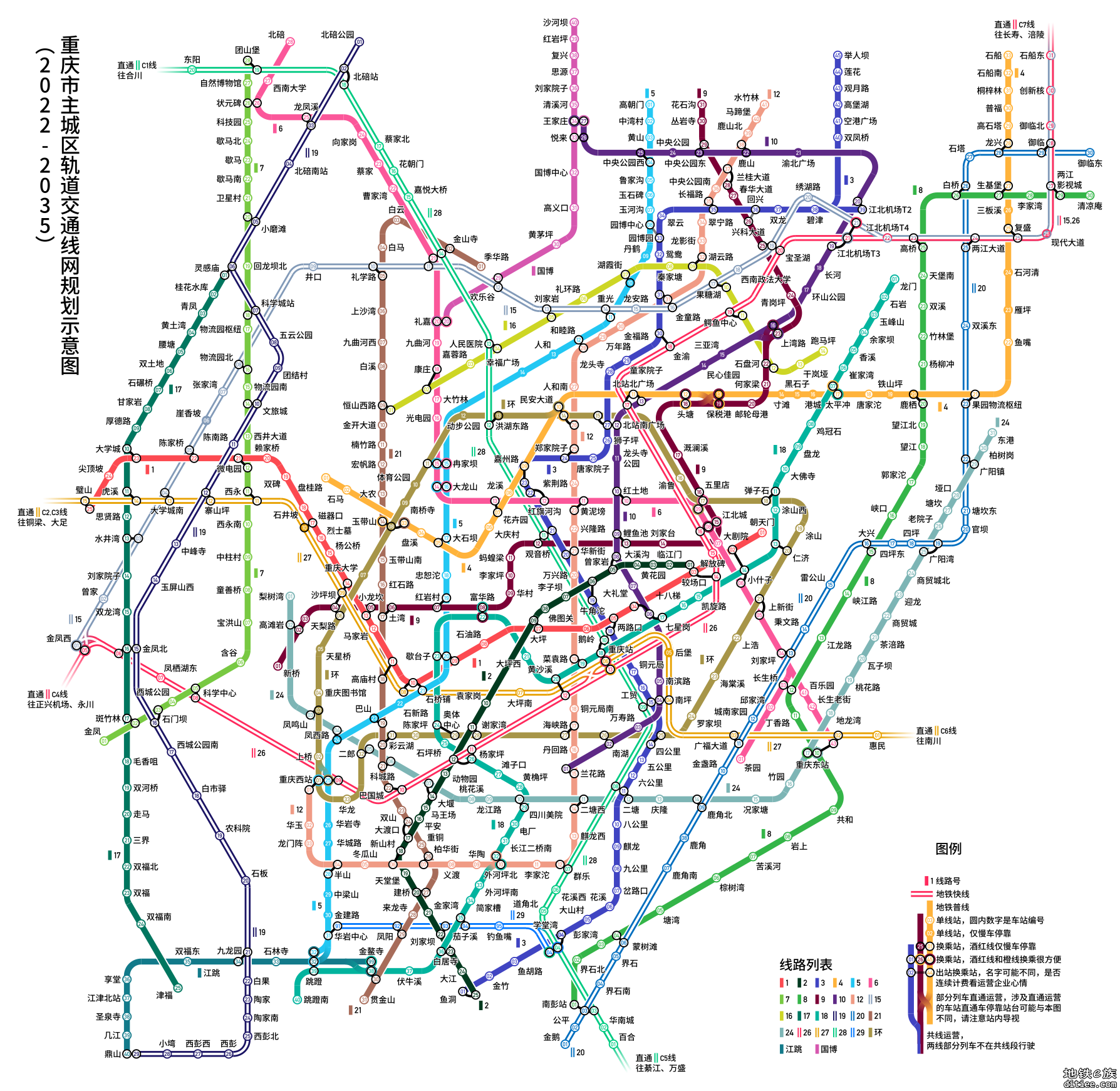 自制重庆主城区轨道交通2035规划图