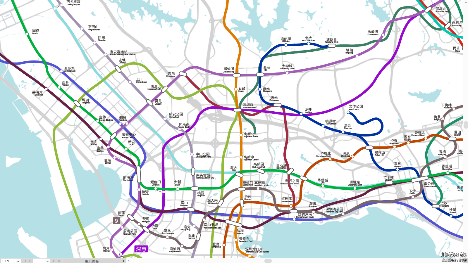 深圳地铁实际走向线路图（五期二次环评）