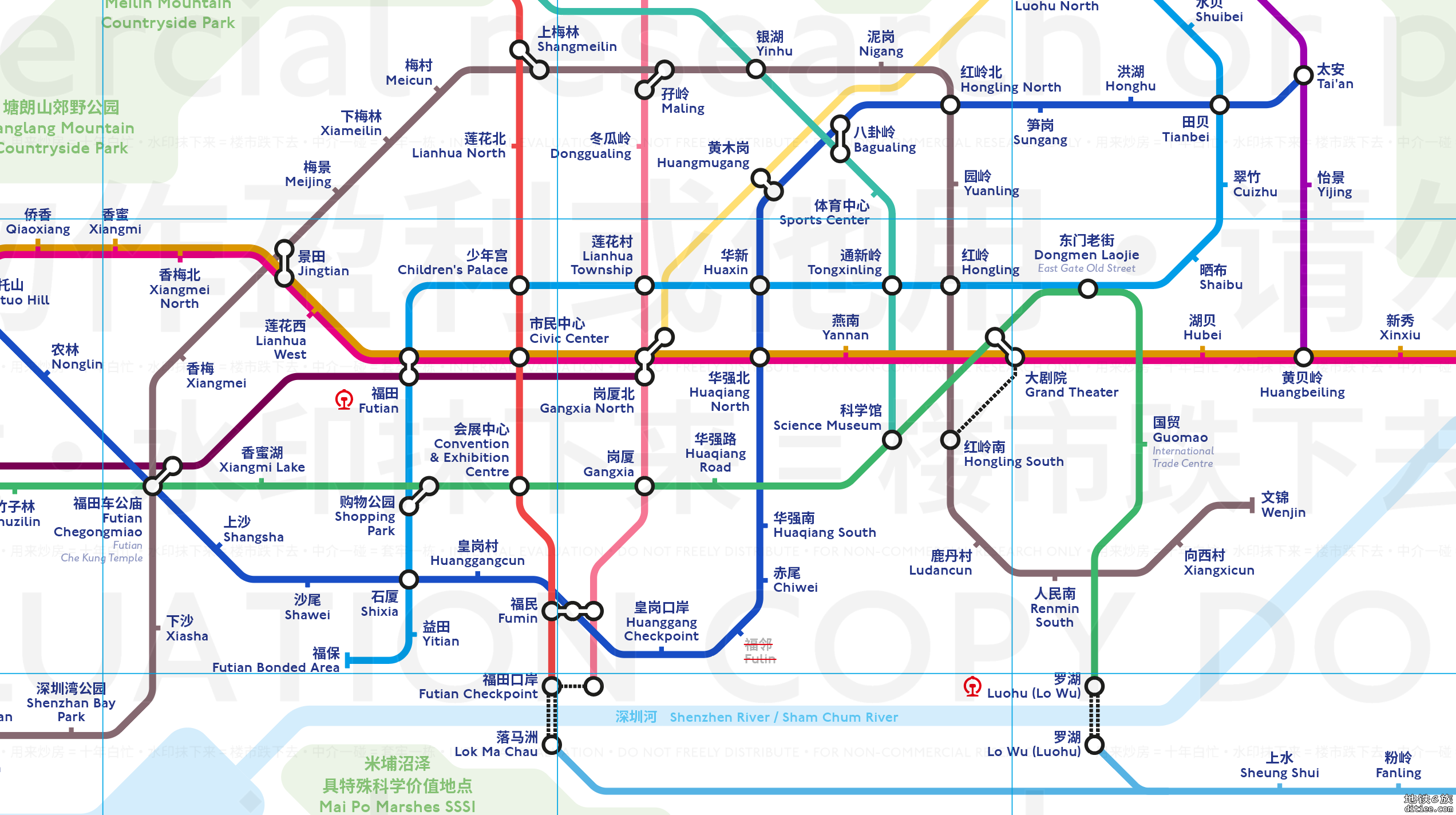 伦敦风格 2022 年底深圳+香港线路图（含四期 12/13/14/16 号线）