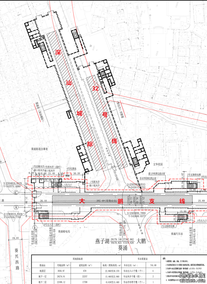 大鹏支线葵涌站、大鹏站和新大存车场总平面图公布