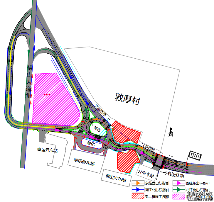 佛山3号线火车站站B出入口施工，11月12日22时起调整围蔽范围