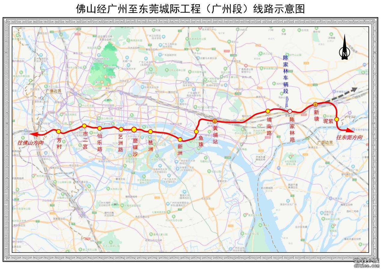 广州段线路示意图
