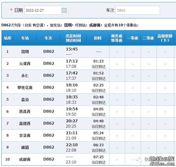 即将开通！成昆铁路复线部分车次已上线