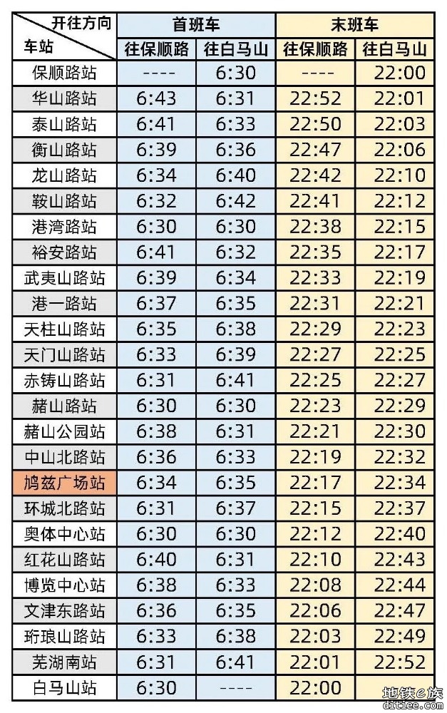 芜湖单轨部分车站首班车运营服务时间提早