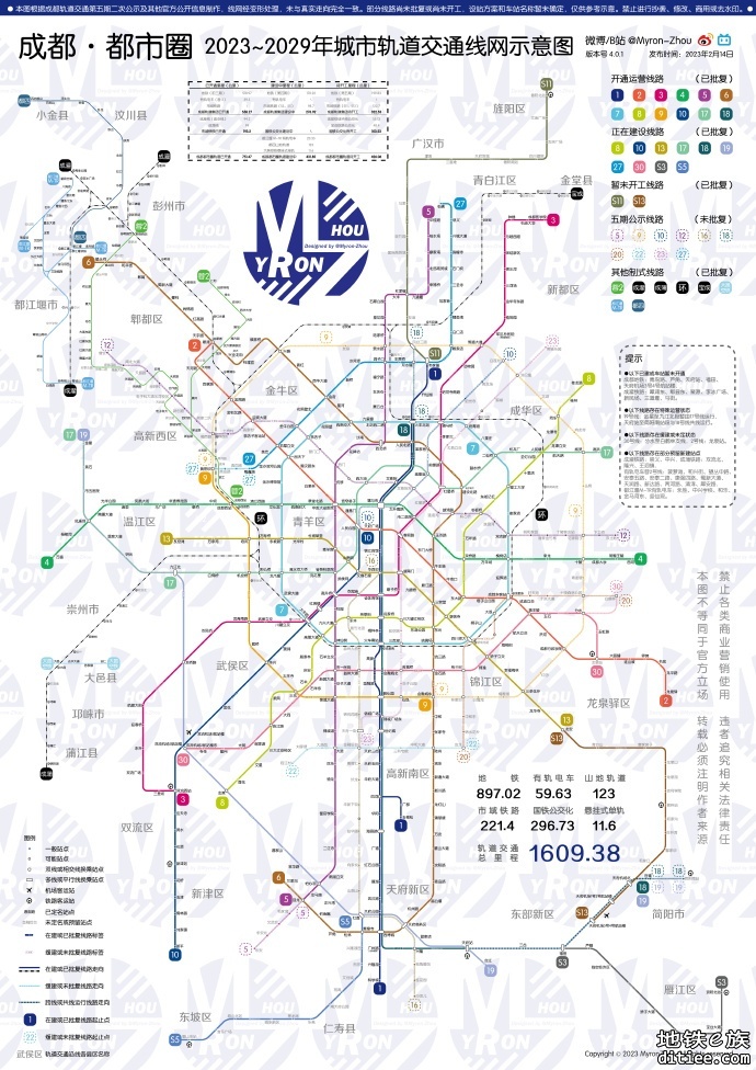 成都·都市圈 2023~2029年城市轨道交通线网示意图