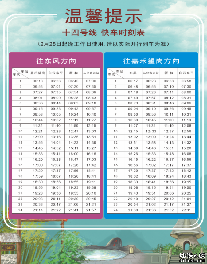 广州14号线明日起晚低峰加车提升运力
