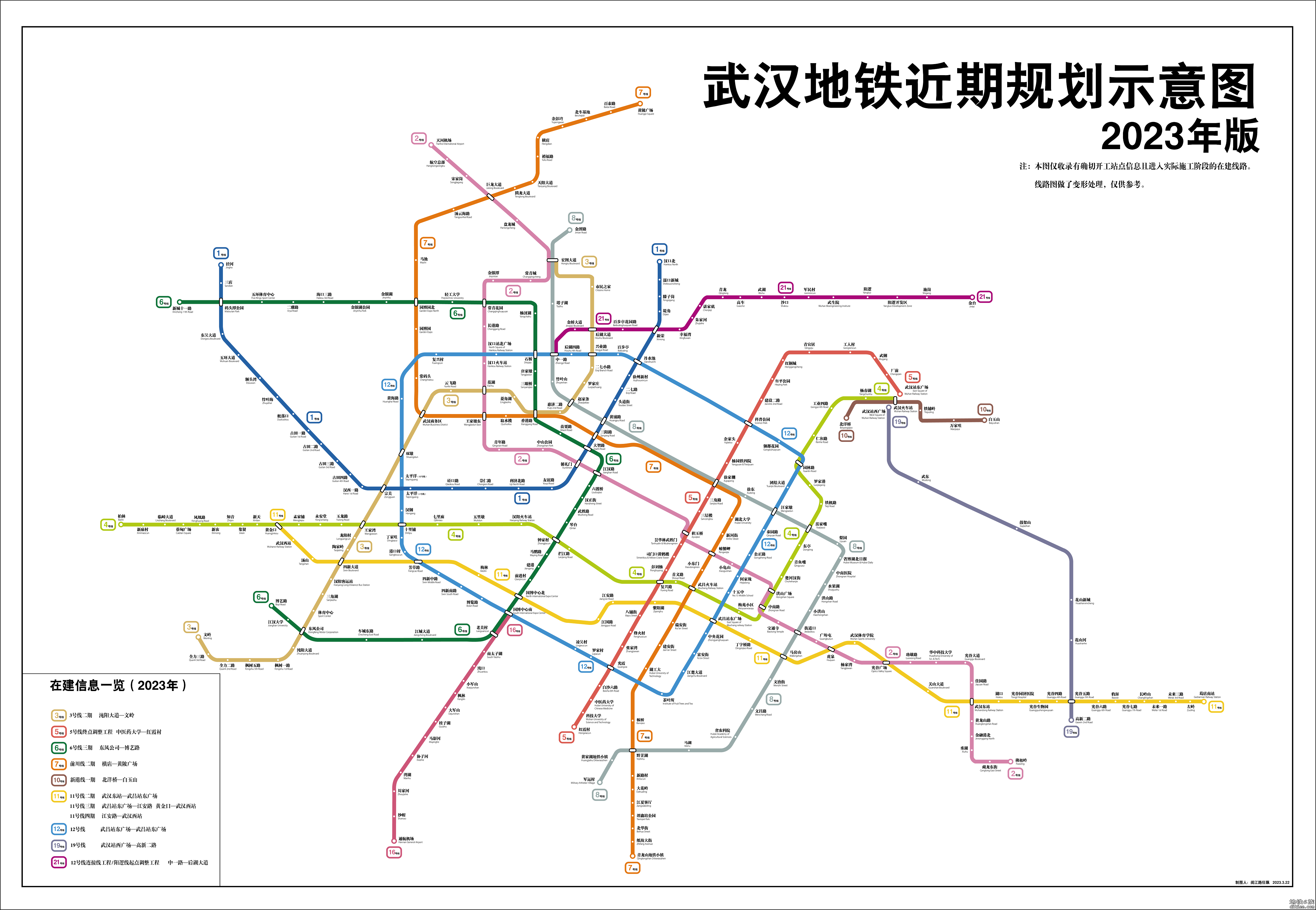 2023年武汉地铁近期规划示意图