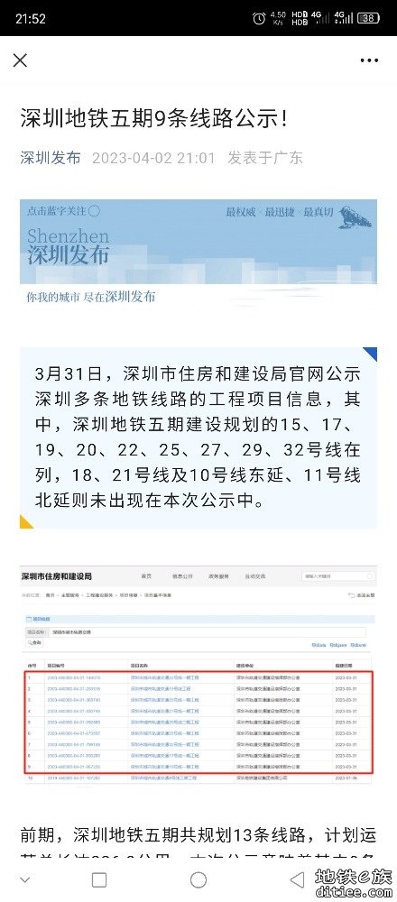 深圳地铁五期批准立项信息: 180公里