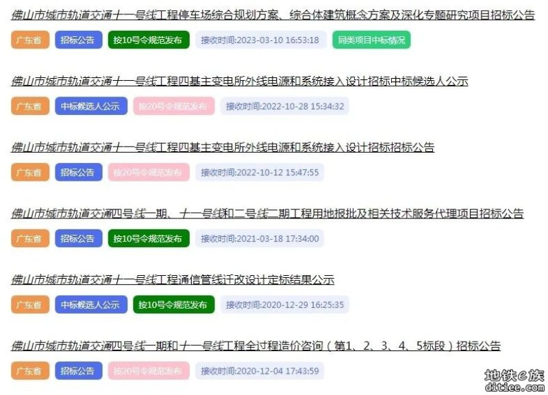 1083万中标！佛山11号线又有动静！停车场相关方案招标成功