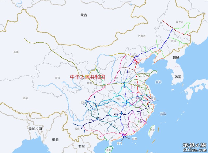 中华人民共和国高速铁路线路运营谷歌地图KML文件