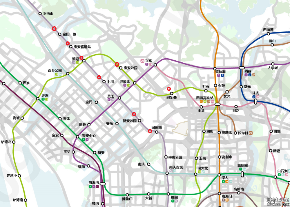 深圳轨道交通五期线路实际图