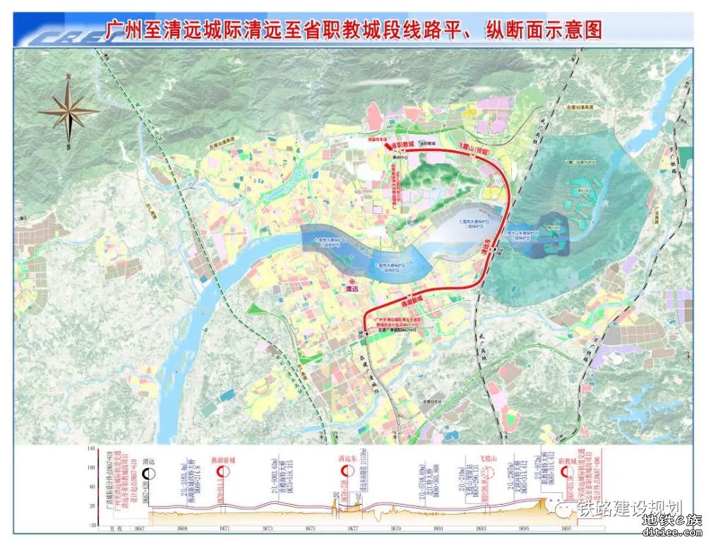 广清城际北延线成功组立接触网第一杆