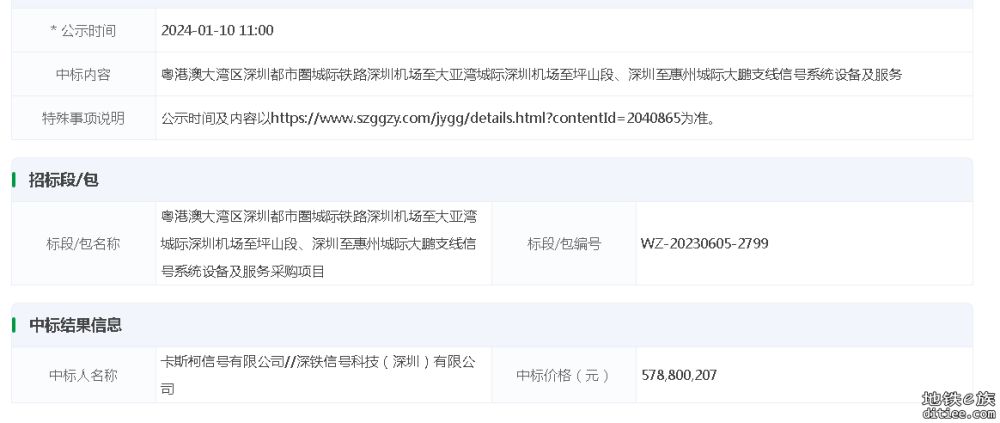 深大与龙大城际信号系统设备招标计划
