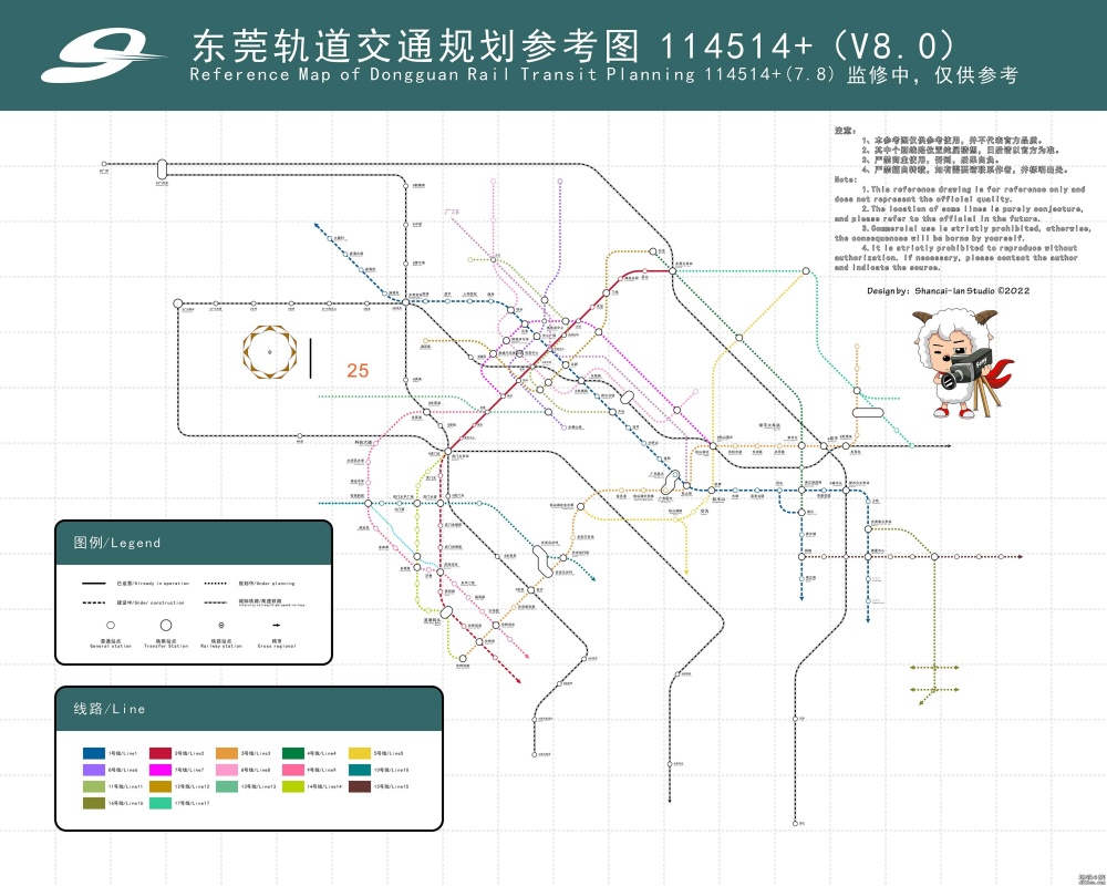 东莞轨道交通线网图 8.0