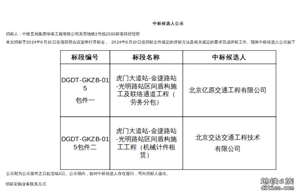 东莞地铁2号线三期虎门大道站—金捷路站—光明路站即将盾构