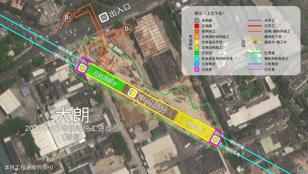 2024年3月~6月-1号线部分地铁站/线路进度