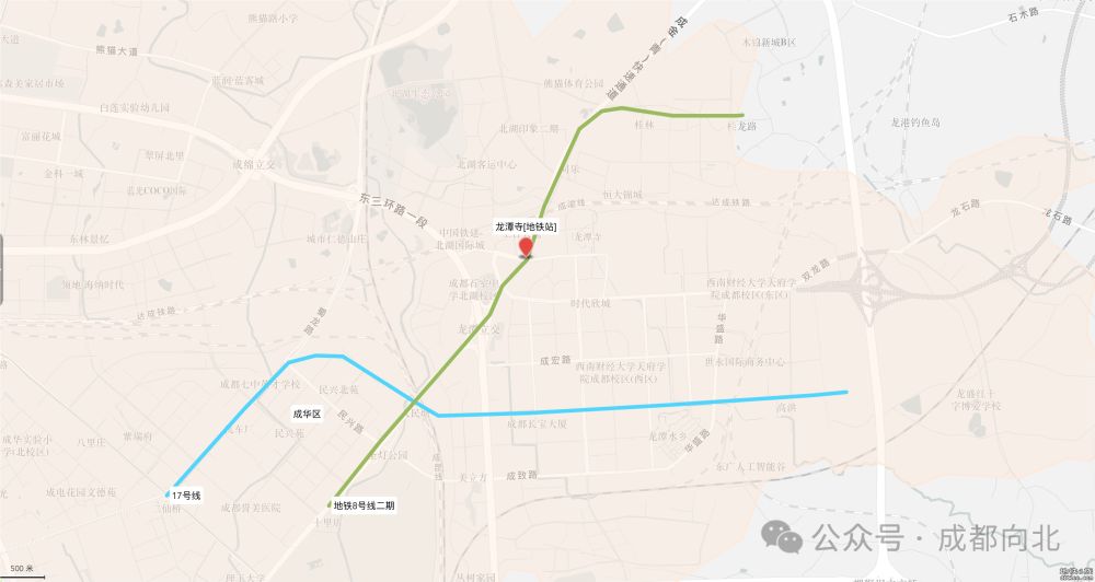 成都地铁8号线龙潭寺站道路分两期建设，17号线预计25年通车