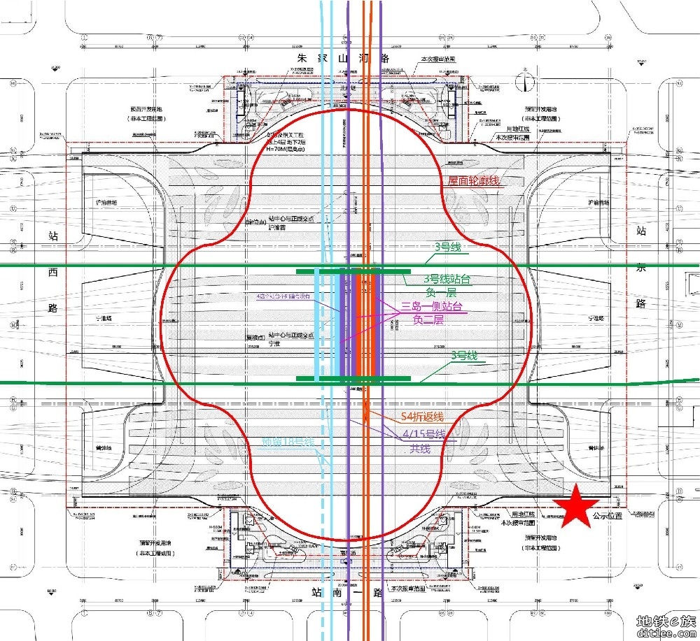 北站地铁布置，应该是这样的