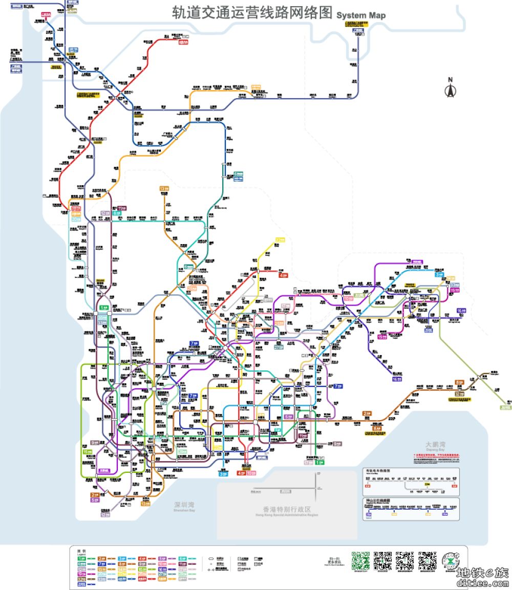 深莞惠三市轨交线路图（截止到深五期莞二修修规划）