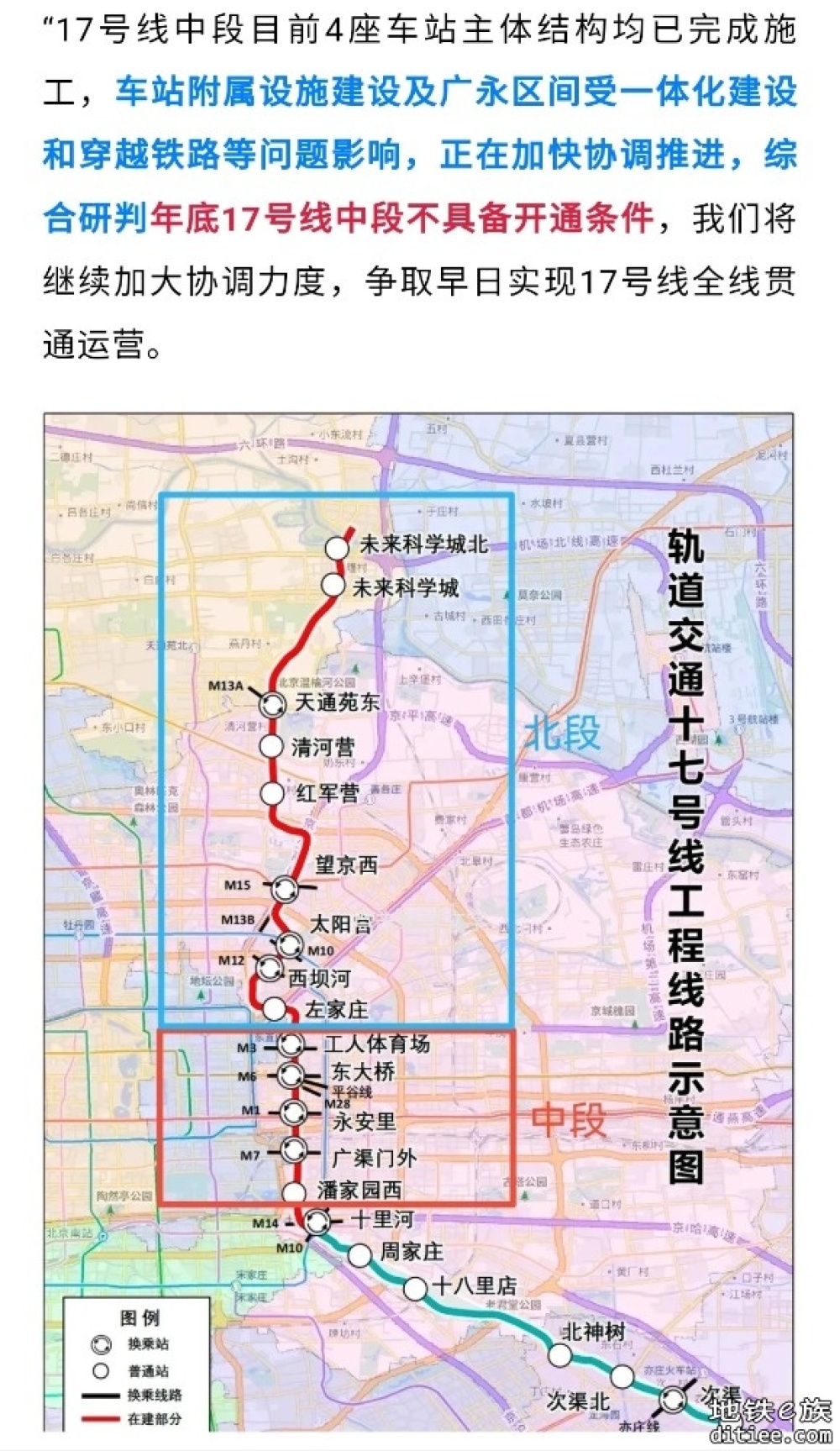 最新回复 | 北京地铁17号线中段，开通时间