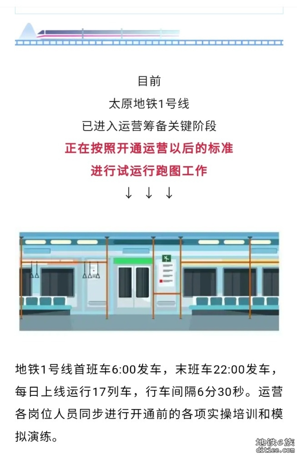 开通倒计时！太原地铁1号线，进入试运行跑图阶段