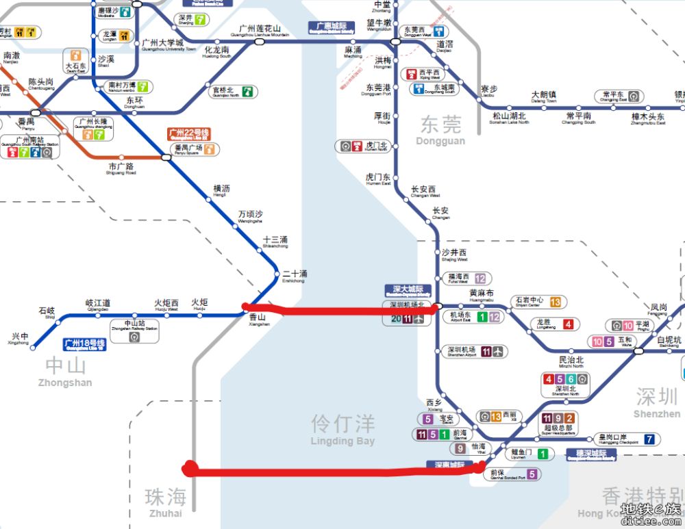 自制深铁风格大湾区城际线网图